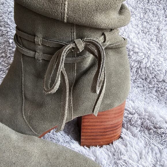 NEW Violet & Red Women's Janine Slouch Suede Leather Boots Size 7M Olive Green - Picture 4 of 9